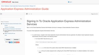 Signing In To Oracle Application Express Administration Services
