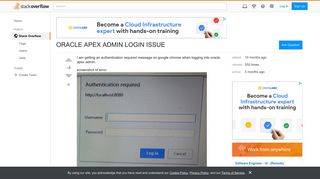 ORACLE APEX ADMIN LOGIN ISSUE - Stack Overflow