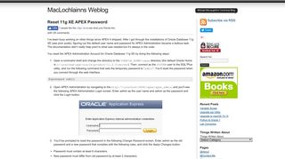 How to reset Oracle APEX on Oracle XE - MacLochlainns Weblog