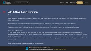 APEX Own Login Function - Experts Exchange