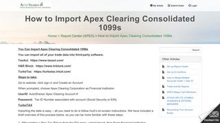 How to Import Apex Clearing Consolidated 1099s - Search for Answers