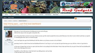 help linking apex...cant find local dashboard | REEF2REEF ...
