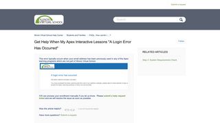 Get help when my Apex Interactive Lessons 
