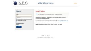 Login - APG WB and Performance - Aircraft Performance Group