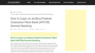 How to Login on Andhra Pradesh Grameena Vikas Bank (APGVB ...