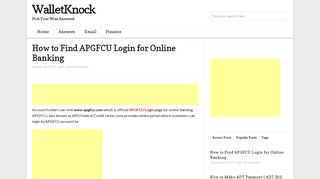 How to Find APGFCU Login for Online Banking - WalletKnock