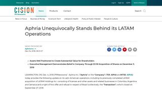 Aphria Unequivocally Stands Behind its LATAM Operations