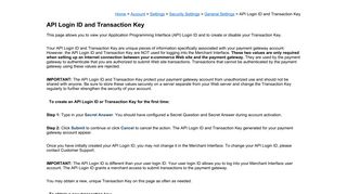API Login ID and Transaction Key - Authorize.Net