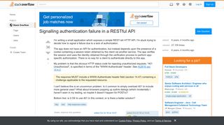 Signalling authentication failure in a RESTful API - Stack Overflow