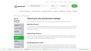 Site & Browser Settings | TD Ameritrade