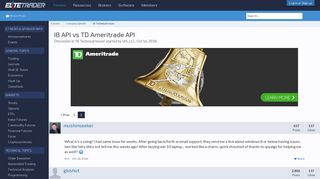 IB API vs TD Ameritrade API | Page 2 | Elite Trader