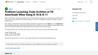 Problems Launching Trade Architect at TD Ameritrade When Using IE ...