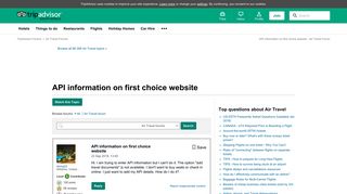 API information on first choice website - Air Travel Message Board ...