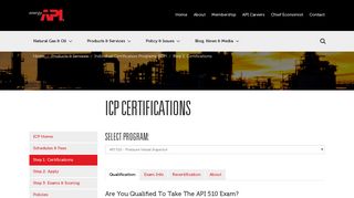 API | ICP Certifications