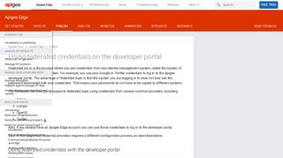 Using federated credentials on the developer portal | Apigee Docs