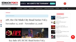 APL Ho Chi Minh City Road Series Vol.3 - Somuchpoker