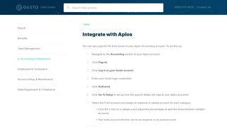 Integrate with Aplos - Gusto Support