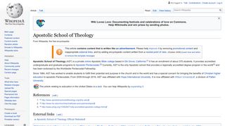 Apostolic School of Theology - Wikipedia