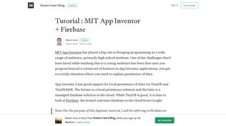Tutorial : MIT App Inventor + Firebase – Romin Irani's Blog