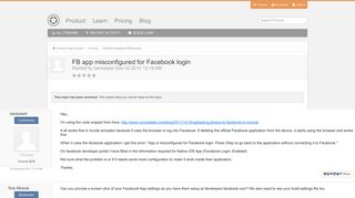 FB app misconfigured for Facebook login - General Questions ...