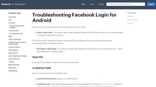 Troubleshooting - Facebook Login - Facebook for Developers
