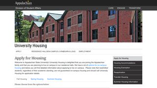 Apply for Housing - Appalachian State University Housing