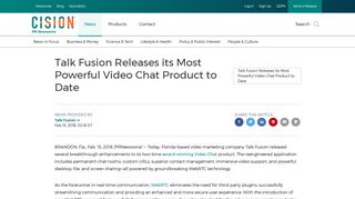 Talk Fusion Releases its Most Powerful Video Chat Product to Date