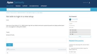 Not able to login in a new setup - Administration ... - Appian Community