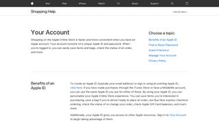 Your Account - Shopping Help - Apple (CA)