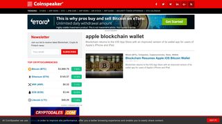 apple blockchain wallet Tag (Page 1 of 1) | CoinSpeaker