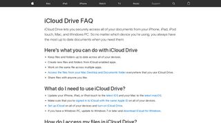iCloud Drive FAQ - Apple Support