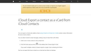 iCloud: Export a contact as a vCard from iCloud Contacts