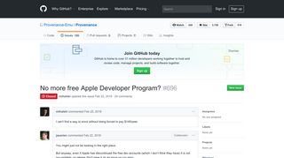 No more free Apple Developer Program? · Issue #696 · Provenance ...