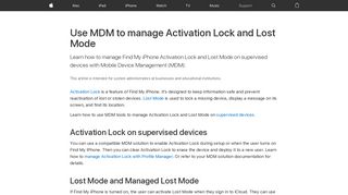 Use MDM to manage Activation Lock and Lost Mode - Apple Support