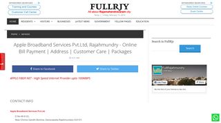 Apple Broadband Services Pvt.Ltd, Rajahmundry - Online Bill ...