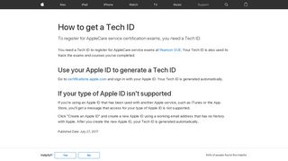 How to get a Tech ID - Apple Support