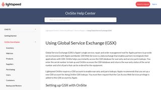 Using Global Service Exchange (GSX) – Lightspeed OnSite
