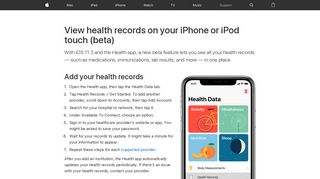 View health records on your iPhone or iPod touch (beta) - Apple Support