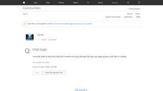 Ichat login - Apple Community - Apple Support Communities