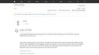 Login to iChat - Apple Community - Apple Discussions