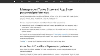 Manage your iTunes Store and App Store password ... - Apple Support
