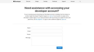 Accessing your Developer Account - Contact Us - Apple Developer