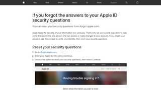 If you forgot the answers to your Apple ID security questions - Apple ...