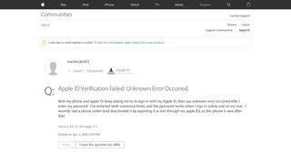 Apple ID Verification Failed: Unknown Err… - Apple Community ...