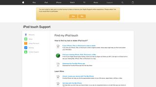iPod touch - Find my iPod touch - Apple Support