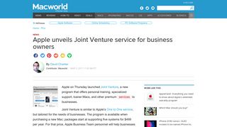 Apple unveils Joint Venture service for business owners | Macworld