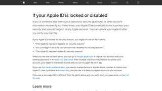 If your Apple ID is locked or disabled - Apple Support