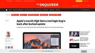 Apple's macOS High Sierra root login bug is back after borked update