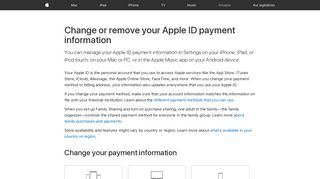 Change or remove your Apple ID payment information - Apple Atbalsts