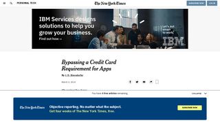Bypassing a Credit Card Requirement for Apps - The New York Times
